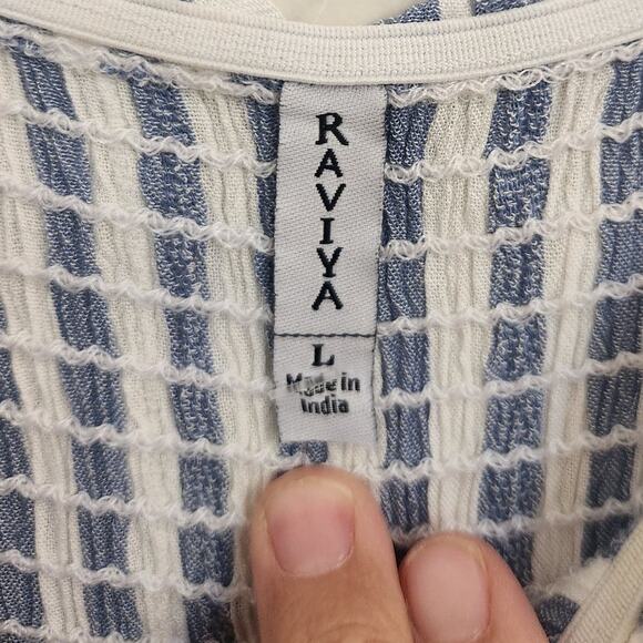 NWT Raviya Tiered Maxi Dress Cover-Up Blue Stripe Cruise Vacation Resort L - Picture 4 of 7